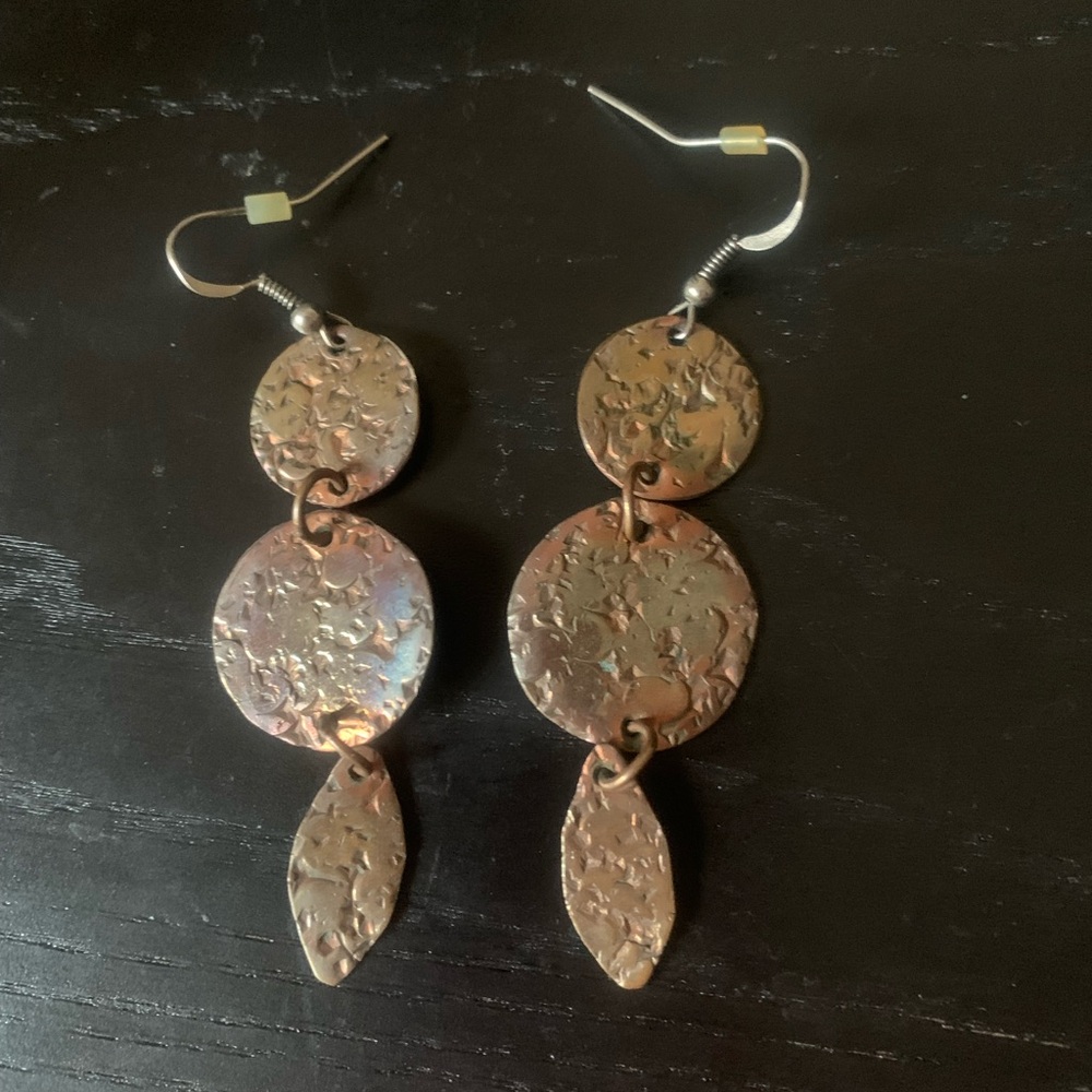 Pounded copper earrings